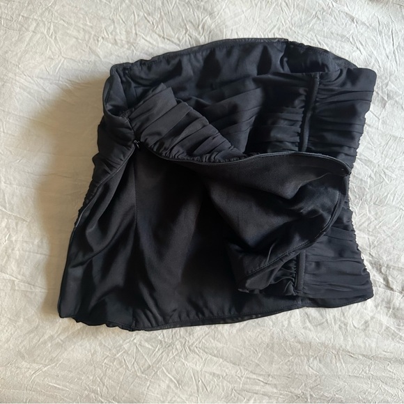 Zara Ruched Strapless Tulle Tube Top Black Medium - Picture 5 of 6